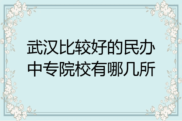 武汉比较好的民办中专院校有哪几所