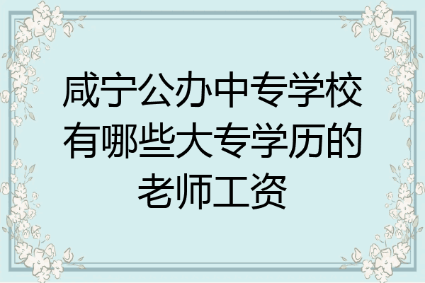 咸宁公办中专学校有哪些大专学历的老师工资