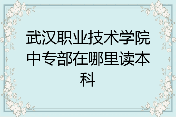 武汉职业技术学院中专部在哪里读本科