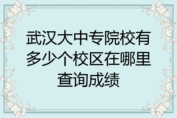 武汉大中专院校有多少个校区在哪里查询成绩
