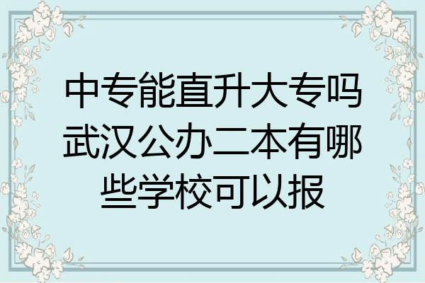 中专能直升大专吗武汉公办二本有哪些学校可以报