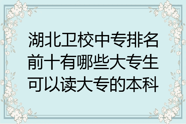 湖北卫校中专排名前十有哪些大专生可以读大专的本科