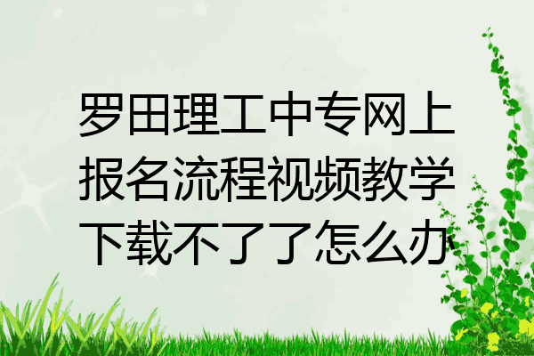 罗田理工中专网上报名流程视频教学下载不了了怎么办