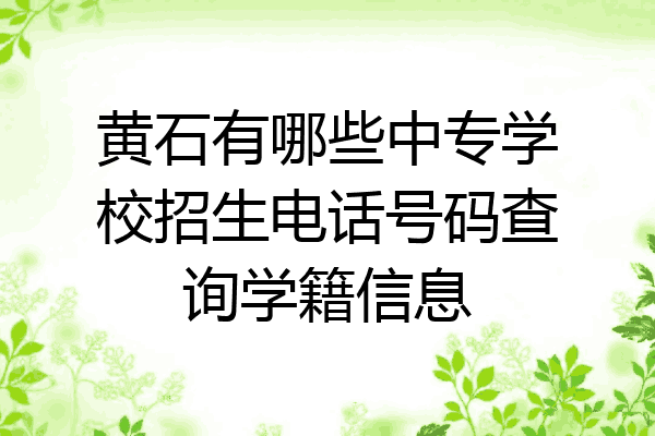 黄石有哪些中专学校招生电话号码查询学籍信息