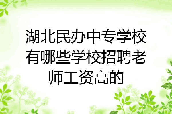 湖北民办中专学校有哪些学校招聘老师工资高的