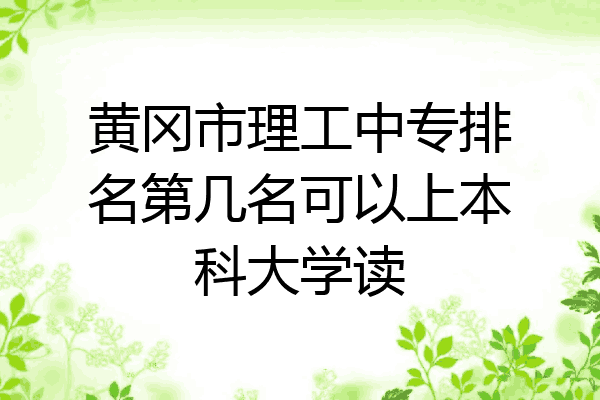 黄冈市理工中专排名第几名可以上本科大学读