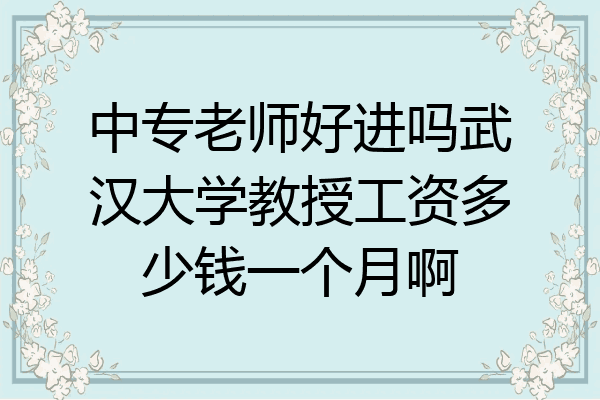 中专老师好进吗武汉大学教授工资多少钱一个月啊