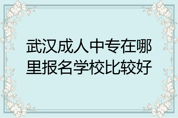 武汉成人中专在哪里报名学校比较好