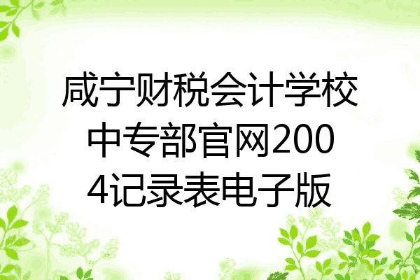 咸宁财税会计学校中专部官网2004记录表电子版