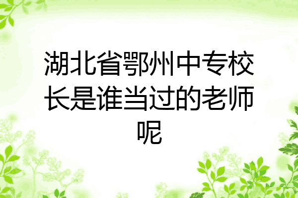 湖北省鄂州中专校长是谁当过的老师呢