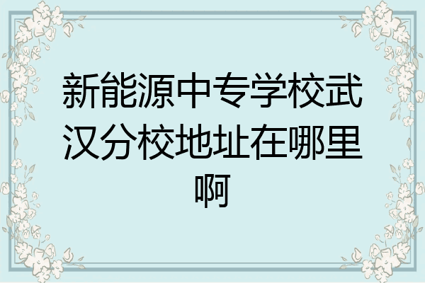 新能源中专学校武汉分校地址在哪里啊