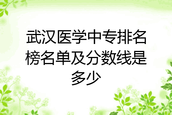 武汉医学中专排名榜名单及分数线是多少