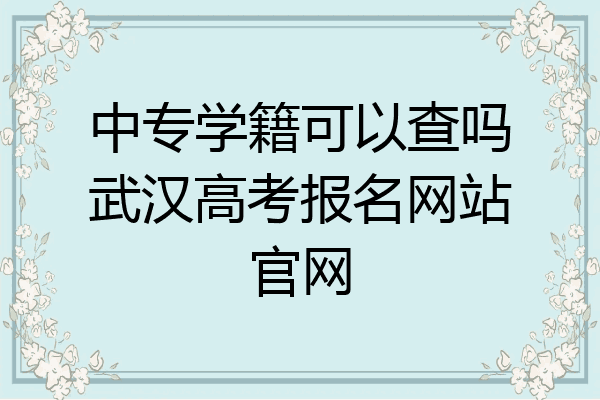 中专学籍可以查吗武汉高考报名网站官网