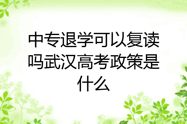 中专退学可以复读吗武汉高考政策是什么