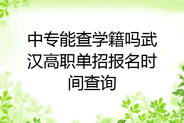 中专能查学籍吗武汉高职单招报名时间查询