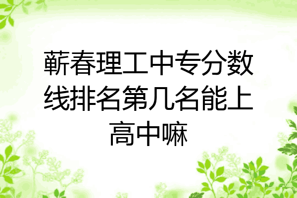 蕲春理工中专分数线排名第几名能上高中嘛