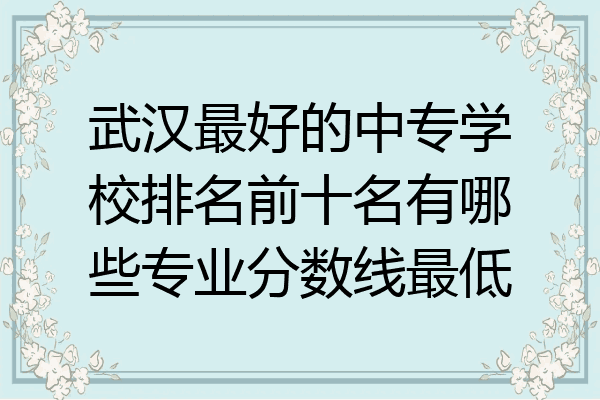 武汉最好的中专学校排名前十名有哪些专业分数线最低