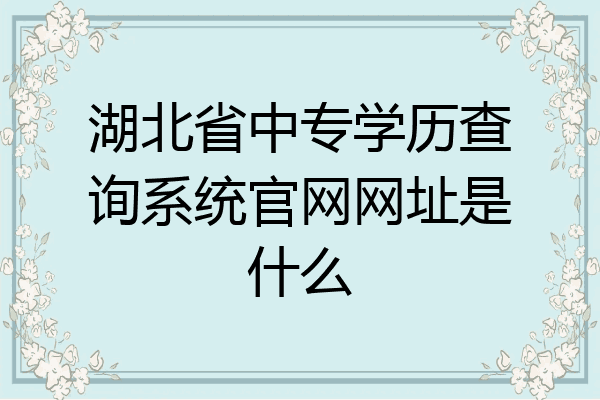 湖北省中专学历查询系统官网网址是什么