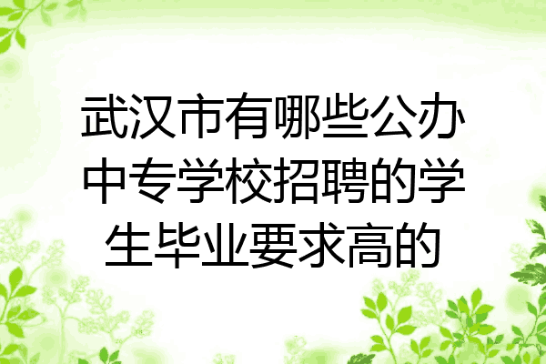 武汉市有哪些公办中专学校招聘的学生毕业要求高的