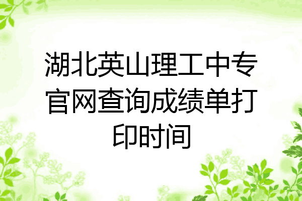 湖北英山理工中专官网查询成绩单打印时间