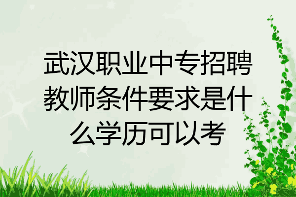武汉职业中专招聘教师条件要求是什么学历可以考