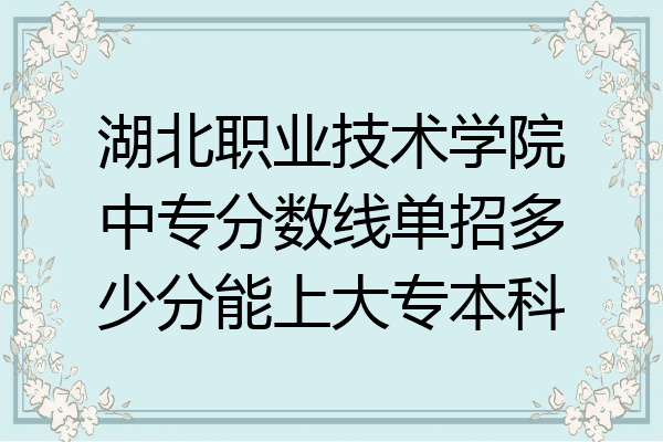 湖北职业技术学院中专分数线单招多少分能上大专本科