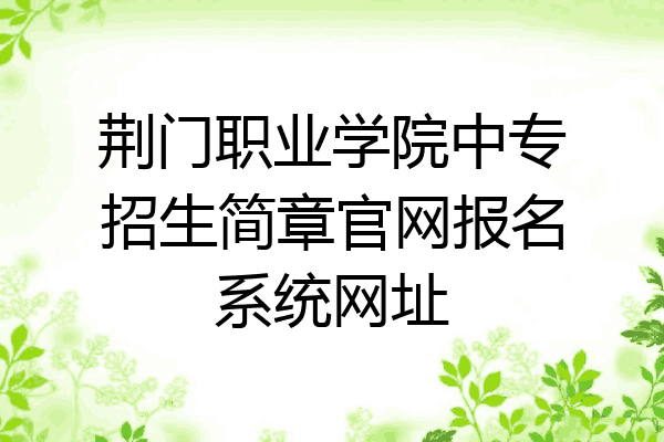 荆门职业学院中专招生简章官网报名系统网址
