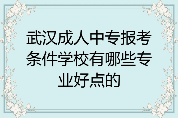 武汉成人中专报考条件学校有哪些专业好点的