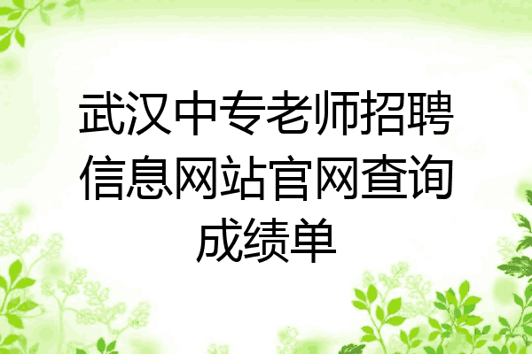 武汉中专老师招聘信息网站官网查询成绩单
