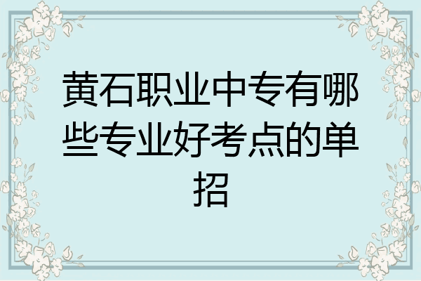 黄石职业中专有哪些专业好考点的单招