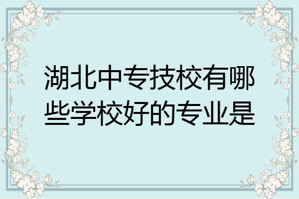 湖北中专技校有哪些学校好的专业是
