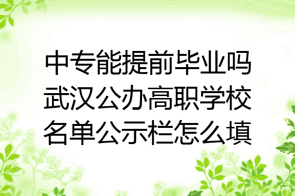 中专能提前毕业吗武汉公办高职学校名单公示栏怎么填
