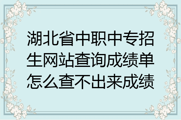 湖北省中职中专招生网站查询成绩单怎么查不出来成绩
