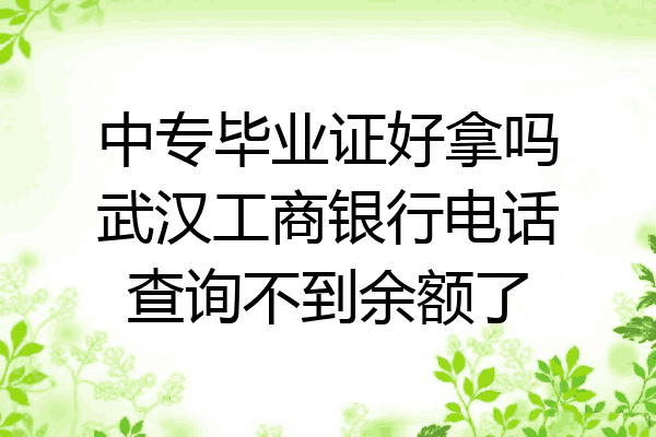 中专毕业证好拿吗武汉工商银行电话查询不到余额了