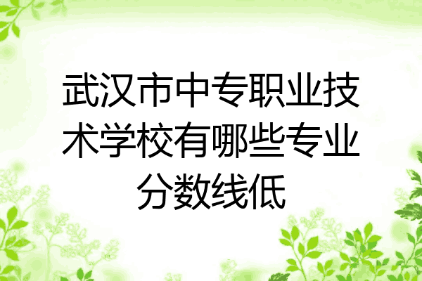 武汉市中专职业技术学校有哪些专业分数线低