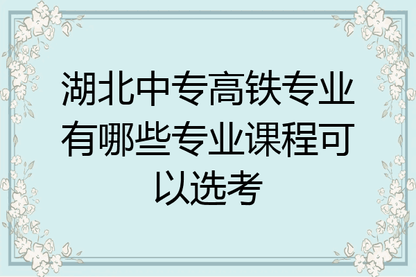 湖北中专高铁专业有哪些专业课程可以选考