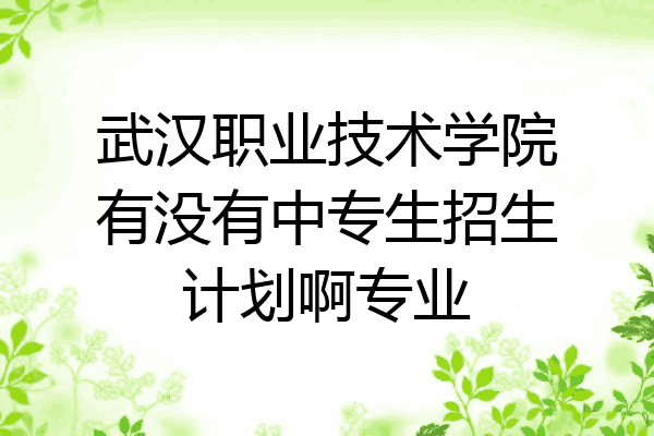 武汉职业技术学院有没有中专生招生计划啊专业