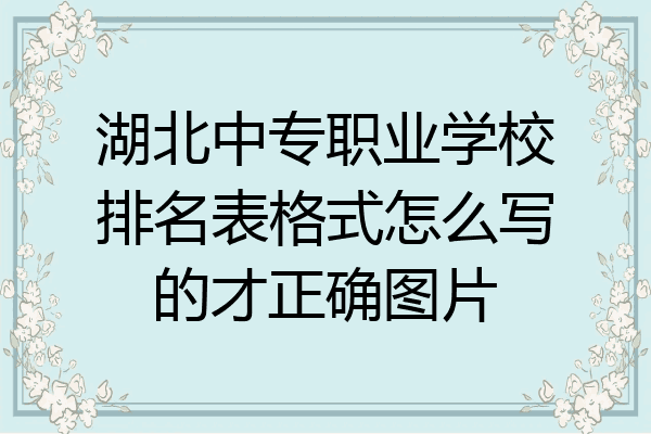 湖北中专职业学校排名表格式怎么写的才正确图片