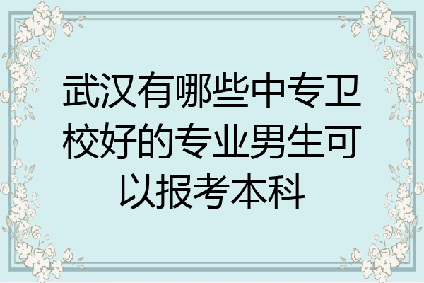 武汉有哪些中专卫校好的专业男生可以报考本科
