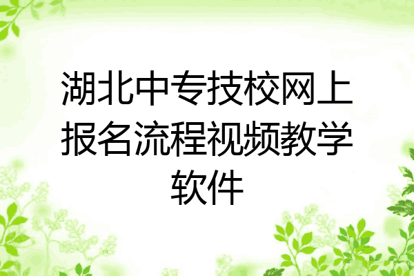 湖北中专技校网上报名流程视频教学软件