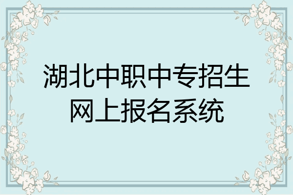 湖北中职中专招生网上报名系统