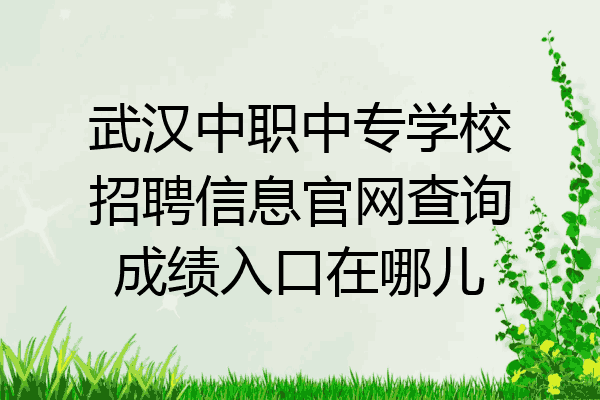 武汉中职中专学校招聘信息官网查询成绩入口在哪儿