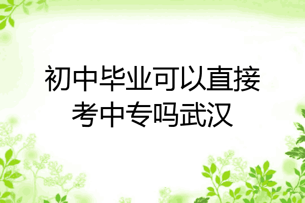 初中毕业可以直接考中专吗武汉