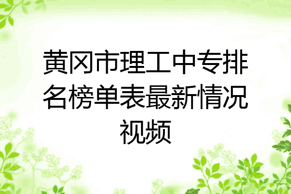 黄冈市理工中专排名榜单表最新情况视频