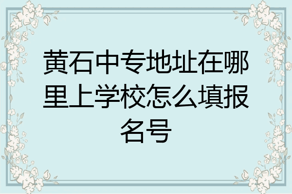 黄石中专地址在哪里上学校怎么填报名号