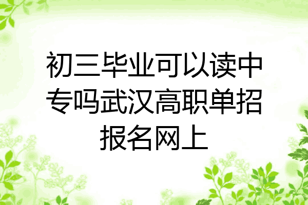 初三毕业可以读中专吗武汉高职单招报名网上