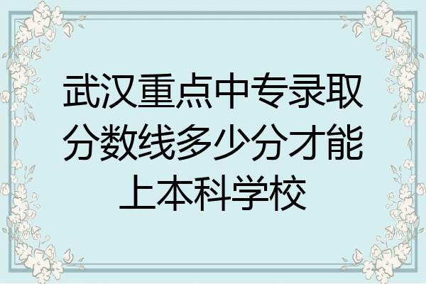 武汉重点中专录取分数线多少分才能上本科学校