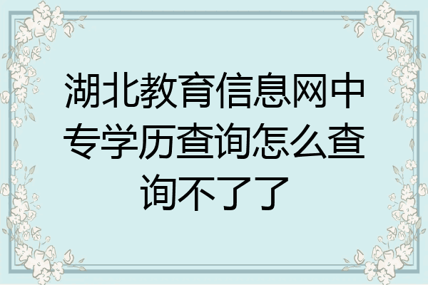 湖北教育信息网中专学历查询怎么查询不了了