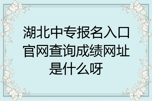 湖北中专报名入口官网查询成绩网址是什么呀