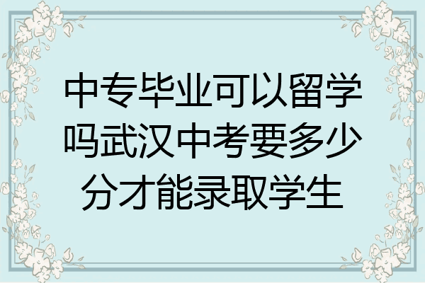 中专毕业可以留学吗武汉中考要多少分才能录取学生